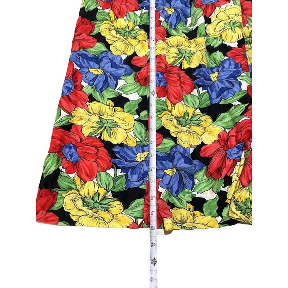 VINTAGE COLORFUL FLORAL MIDI SKIRT SIZE 10 | U1 - Picture 2 of 6